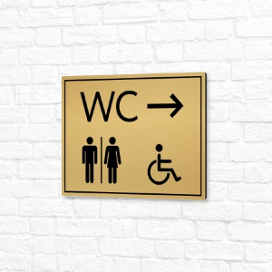 Табличка на композите 20x15см золотая горизонтальная туалет