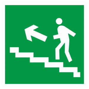 Знак безопасности светоотражающий E-16 «Направление к эвакуационному выходу (по лестнице вверх)»