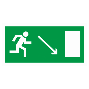 Знак безопасности светоотражающий E-07 «Направление к эвакуационному выходу направо вниз»